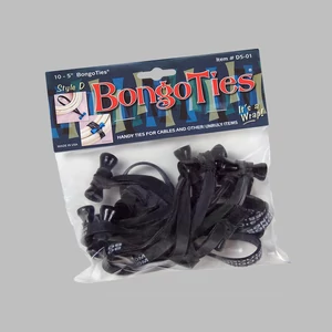 Bongo Ties színes kábelrögzítő - Fekete - 10 db