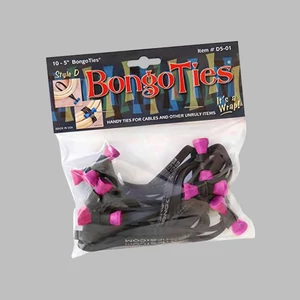 Bongo Ties színes kábelrögzítő - Fekete - 10 db