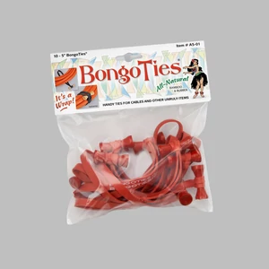 Bongo Ties színes kábelrögzítő - Piros - 10db