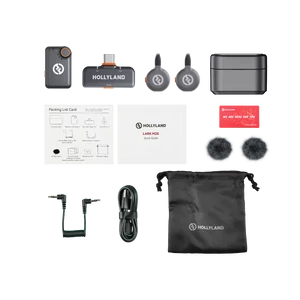 Hollyland LARK M2S Wireless Lavalier Microphone Mini Combo (with Camera RX + USB-C RX, Space Gray)