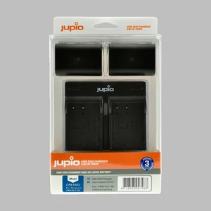 Jupio Dual Charger Kit - USB-s töltő 2db utángyártott Panasonic DMW-BLF19E akkumulátorral - csomagolásban