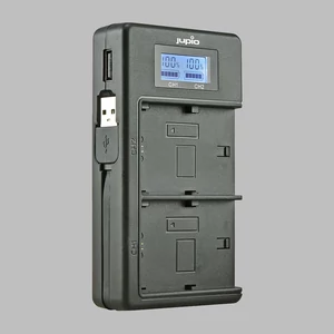 Jupio USB digitális DUO töltő Sony NP-FM50, NP-F550/F750/F970 akkumulátorokhoz - előlnézet