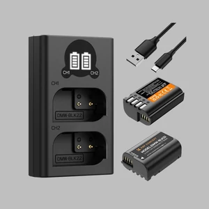 K&F DMW-BLK22 Digital Camera Dual Battery with Dual Channel Charger for Panasonic