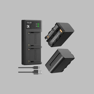 K&F NP-F970 Digital Camera Dual Battery with Dual Channel Charger, Two batteries + charger + Type C