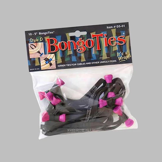 Bongo Ties színes kábelrögzítő - Fekete - 10 db