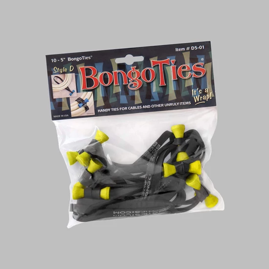 Bongo Ties színes kábelrögzítő - Sárga/Fekete - 10db