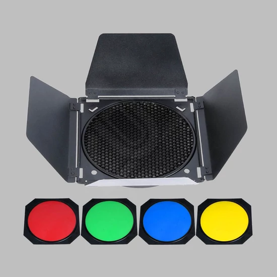 Godox BD-04 Barndoor Kit (Méhsejt ráccsal és színszűrőkkel)