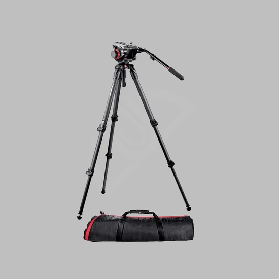 Manfrotto 504 fluid video fej + 535 karbon video állvány, single láb