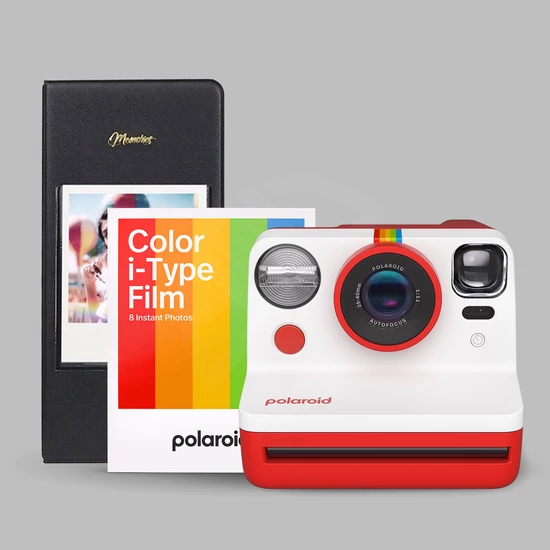 Polaroid Now Gen2 csomag - Piros (GÉP + FILM + ALBUM + TOK)
