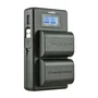Kép 2/3 - Jupio USB digitális DUO töltő Canon LP-E6/LP-E6N akkumulátorokhoz - előlnézet akkumulátorokkal